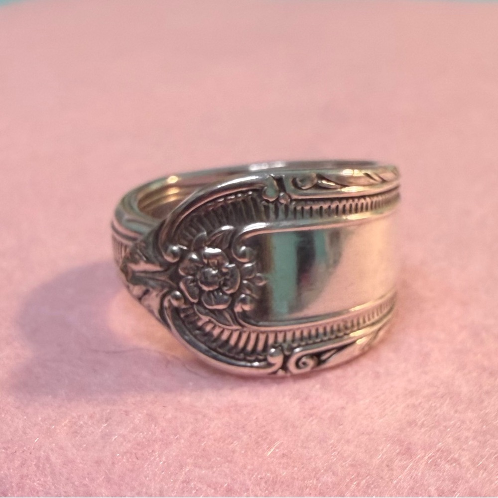 Elegant Silver Floral spoon  Ring